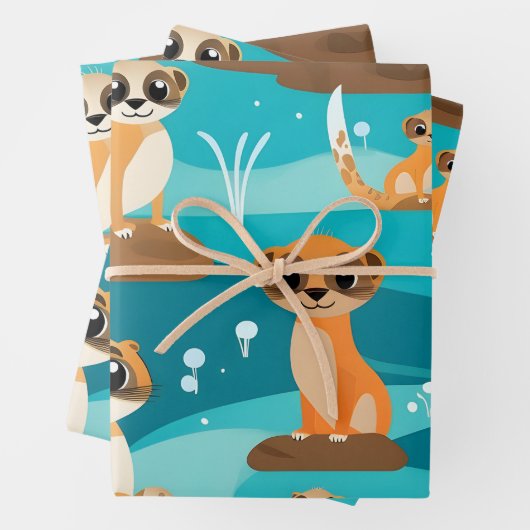 Kawaii Niedlich Baby Meerkats Geschenkpapier Set (Beispiel)