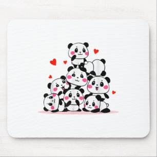 Kawaii Niedlich Baby Panda Pile mit Red Hearent Va Mousepad