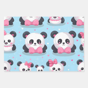 Kawaii Niedlich Baby Pandas Geschenkpapier Set