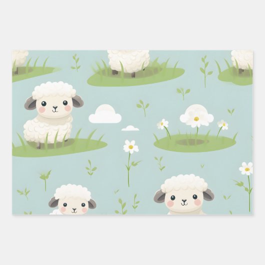 Kawaii Niedlich Baby Sheep Geschenkpapier Set (Vorderseite)