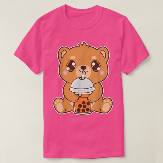 Kawaii Niedlich Boba Grizzly Bär Thai Ice Blase Bi T-Shirt (Design vorne)