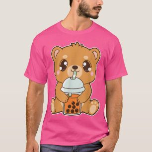 Kawaii Niedlich Boba Grizzly Bär Thai Ice Blase Bi T-Shirt