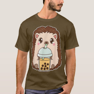 Kawaii Niedlich Boba Igel Peach Mango Bubble Pearl T-Shirt