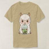 Kawaii Niedlich Boba Llama Alpaca Matcha Grüne Bla T-Shirt (Design vorne)
