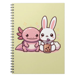Kawaii Niedlich Bunny und Axolotl Binder Notizblock