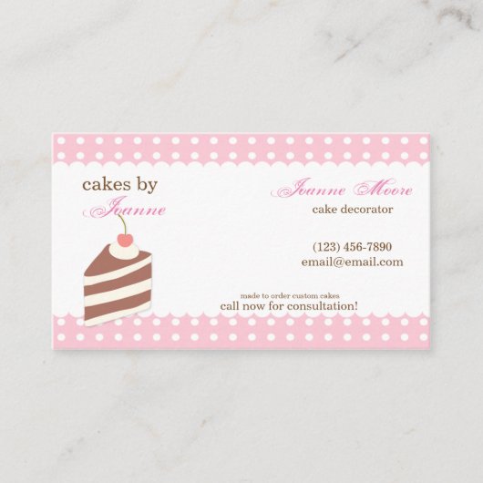 Kawaii NIEDLICH Cake Bakery Business Card Visitenkarte (Vorderseite)
