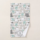 Kawaii Niedlich Cat Pattern (2) Badhandtuch Set (Handtuch)