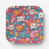 Kawaii Niedlich Cat Pattern Print Paper Teller (Vorderseite)