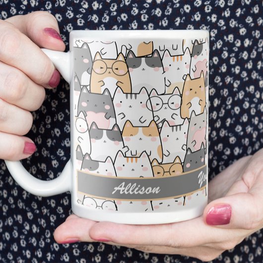 Kawaii Niedlich Cats Muster Personalisiert Kaffeetasse