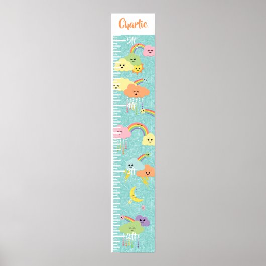 Kawaii Niedlich Cloud Sun Moon Rainbow Growth Char Poster (Vorne)