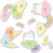 Kawaii Niedlich Clouds Sun Moon Rainbow Stars Aufkleber (Vorderseite)