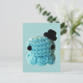 Kawaii Niedlich Crochet Amigurumi Octopus Top Hat Postkarte (Stehend Vorderseite)