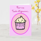Kawaii Niedlich Cupcake French Birthday Card Karte (Gelbe Blume)
