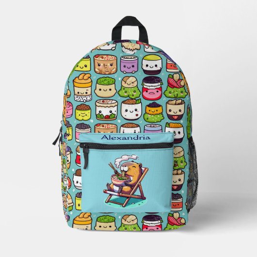 Kawaii Niedlich Custom Ramen Bedruckter Rucksack (Vorderseite)
