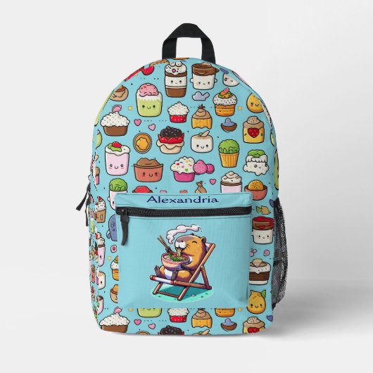 Kawaii Niedlich Custom Ramen Bedruckter Rucksack (Vorderseite)