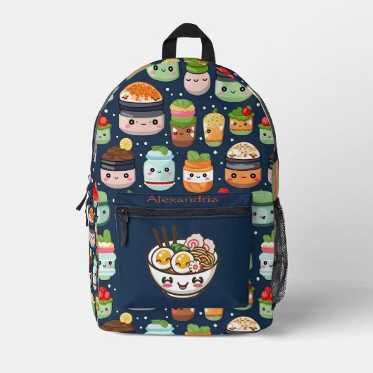 Kawaii Niedlich Custom Ramen Cat Bedruckter Rucksack (Vorderseite)