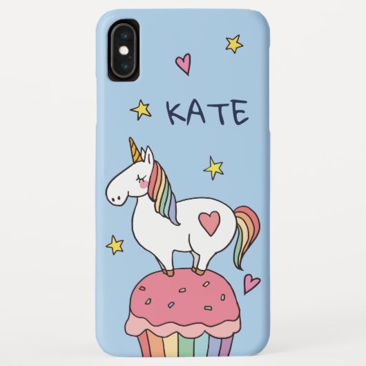 Kawaii Niedlich Doodle Rainbow Unicorn und Stars Case-Mate iPhone Hülle (Rückseite)
