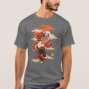 Kawaii Niedlich Dragon und Ramen Cat Japanische Ku T-Shirt