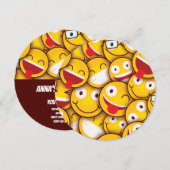 Kawaii Niedlich Emoji Emoticon Geburtstag Einladung (Vorne/Hinten)