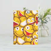 Kawaii Niedlich Emoji Emoticon Geburtstag Einladung (Stehend Vorderseite)