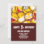 Kawaii Niedlich Emoji Emoticon Geburtstag Einladung (Rückseite)