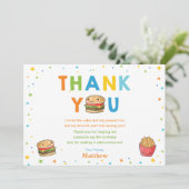 Kawaii Niedlich Fast Food Burger Party Boy Birthda Dankeskarte (Stehend Vorderseite)