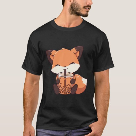 Kawaii Niedlich Fox trinken Boba Bubble Milk Tee (Vorderseite)