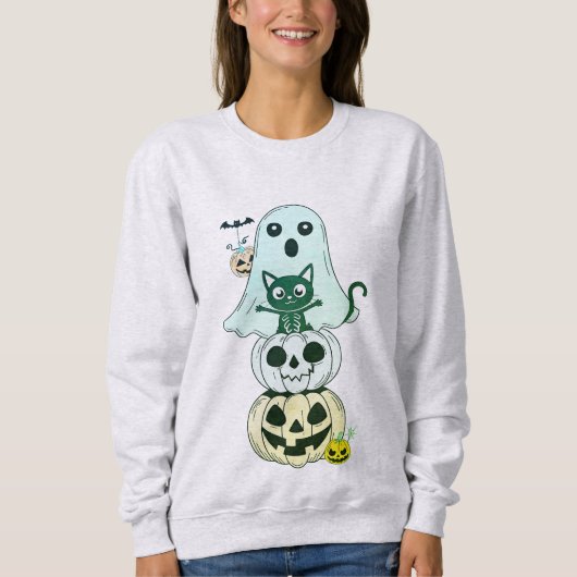 Kawaii Niedlich Halloween Characters Sweatshirt (Vorderseite)