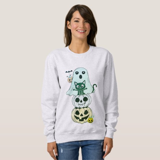 Kawaii Niedlich Halloween Characters Sweatshirt (Vorne ganz)