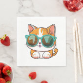 Kawaii Niedlich Happy Colorful Cat mit Sonnenbrill Serviette (Beispiel)