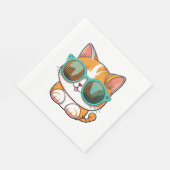 Kawaii Niedlich Happy Colorful Cat mit Sonnenbrill Serviette (Ecke)