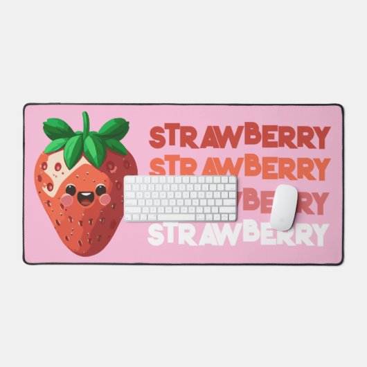 Kawaii Niedlich Happy Strawberry Pop Style Schreibtischunterlage (Tastatur & Maus)