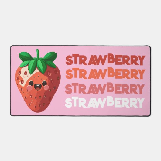 Kawaii Niedlich Happy Strawberry Pop Style Schreibtischunterlage (Vorderseite)