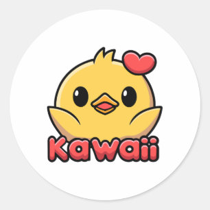 Kawaii! Niedlich Kawaii Baby Chick Cartoon Runder Aufkleber