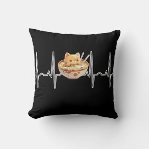 Kawaii Niedlich Kitten Ramen EKG Heartbeat Otaku A Kissen