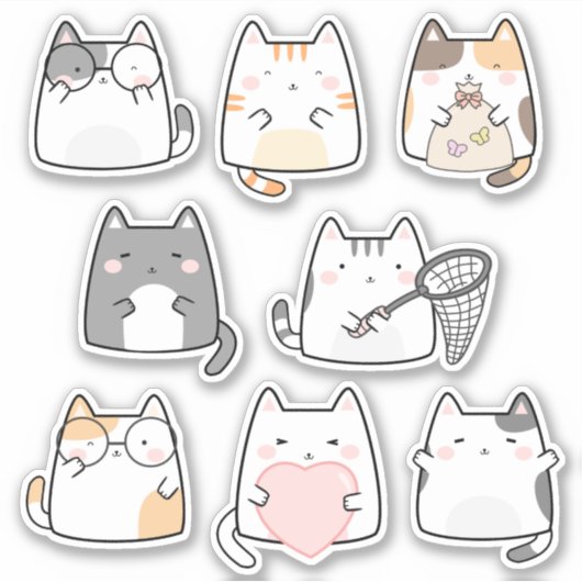 Kawaii Niedlich Kitty Cat Vinyl Stickers Aufkleber (Vorderseite)