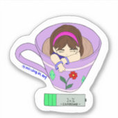 Kawaii Niedlich Ladebatterie Kaffee Cup Girl Aufkleber (Vorderseite)
