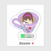 Kawaii Niedlich Ladebatterie Kaffee Cup Girl Aufkleber (Blatt)