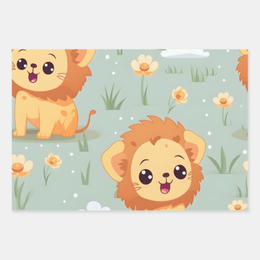 Kawaii Niedlich Lion Cubs Geschenkpapier Set (Vorderseite 3)