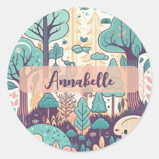 Kawaii Niedlich Magical Forest Personalisiert Runder Aufkleber