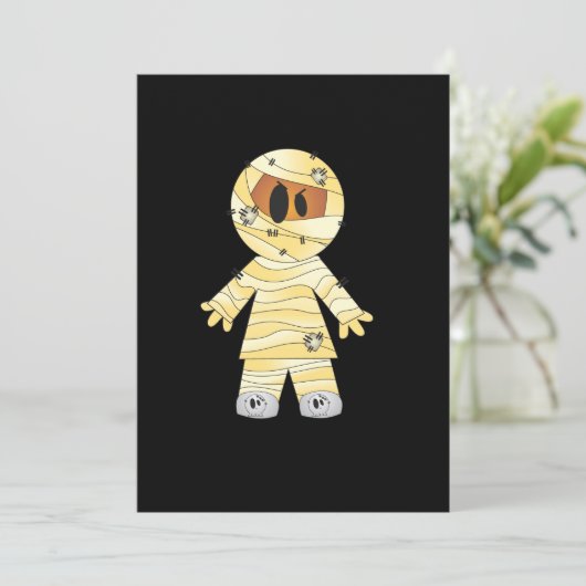 Kawaii Niedlich Mummy Halloween Karte (Stehend Vorderseite)