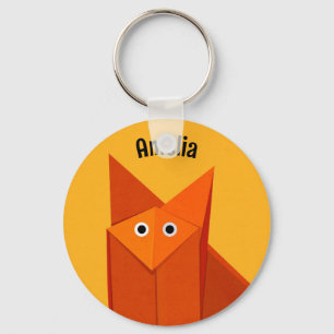 Kawaii Niedlich Origami Fox Geometric Art Yellow N Schlüsselanhänger