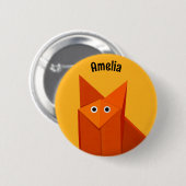 Kawaii Niedlich Origami Fox Yellow Geometric Art N Button (Vorne & Hinten)