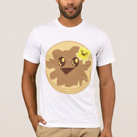 Kawaii Niedlich Pancakes Cartoon T-Shirt (Vorderseite)