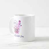 Kawaii Niedlich Pastel Pink Budgie Boba Bubble Tee Kaffeetasse (Vorderseite Links)