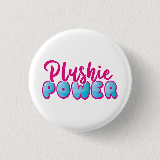 Kawaii Niedlich Pink Blue Plushie Power Button (Vorderseite)