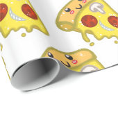 Kawaii Niedlich Pizza Slice mit Pepperoni  Geschenkpapier (Rolleneckpunkt)