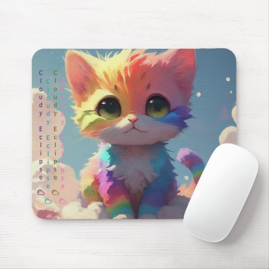 Kawaii Niedlich Rainbow Kitten On a Cloud Mousepad (Mit Mouse)