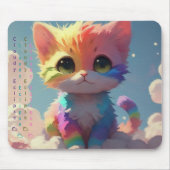 Kawaii Niedlich Rainbow Kitten On a Cloud Mousepad (Vorne)
