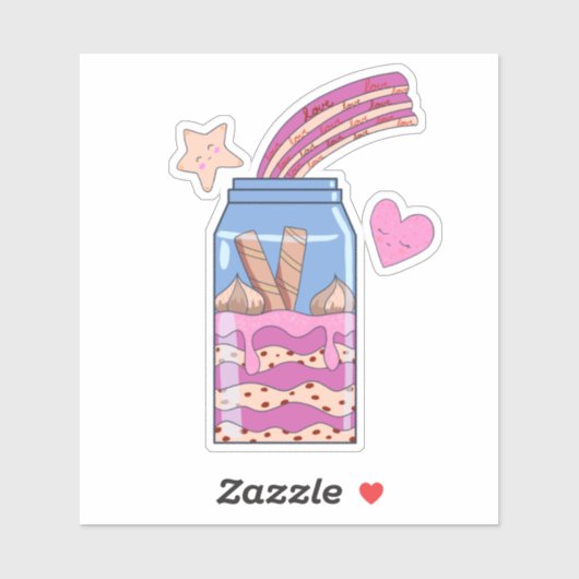 Kawaii Niedlich rosa Liebe Jar Custom cut Sticker (Blatt)
